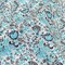 1 Yard Turquoise Blue Indigo and Umber Floral Cotton Sateen Fabric